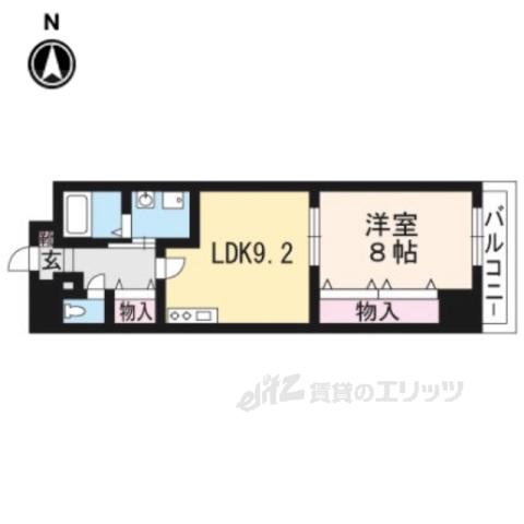 エリーフラッツ浜大津(1LDK/8階)の間取り写真