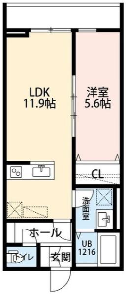 ラリベリュール二本榎(1LDK/1階)の間取り写真