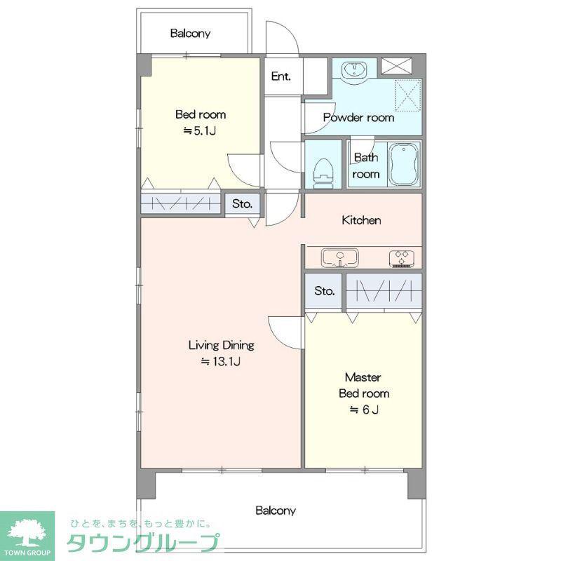 フォルテ仲町台(2LDK/4階)の間取り写真