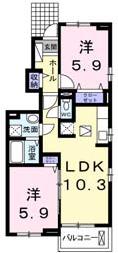 ルミナスしまだII(2LDK/1階)の間取り写真