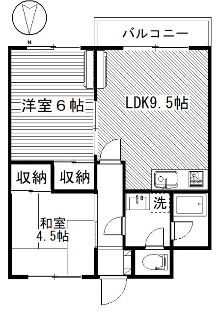 リバーサイドサンオー中(2LDK/2階)の間取り写真