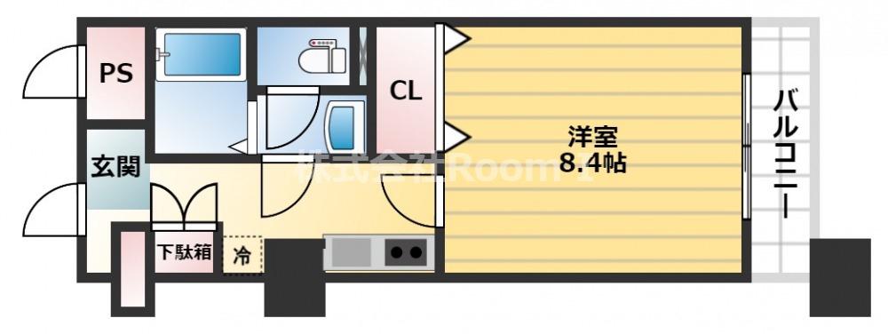 メゾンドヴィレ大阪城公園前(1K/22階)の間取り写真
