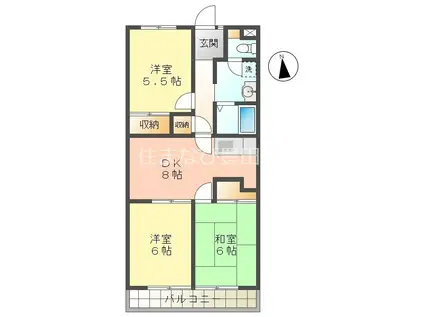 ミサトピア北山(3DK/4階)の間取り写真