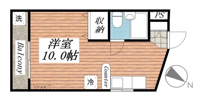 渡清パークハイツ(ワンルーム/3階)の間取り写真