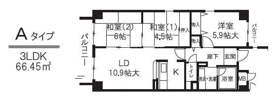 アルデールエスパシオ(3LDK/4階)の間取り写真
