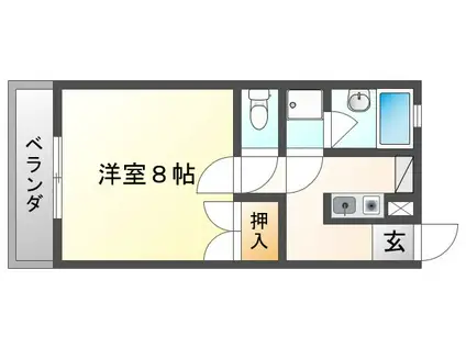 ブロケイド(1K/2階)の間取り写真