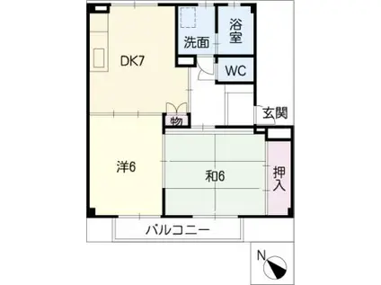 第三河国荘B(2DK/2階)の間取り写真