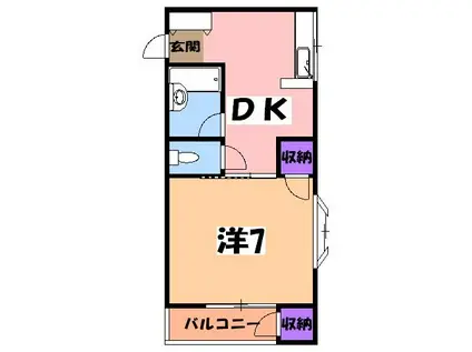 前橋ハイツ(1DK/2階)の間取り写真