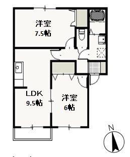 メゾンラフィネすずらん(2LDK/2階)の間取り写真