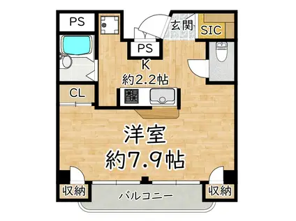 チェリーヒル(ワンルーム/3階)の間取り写真