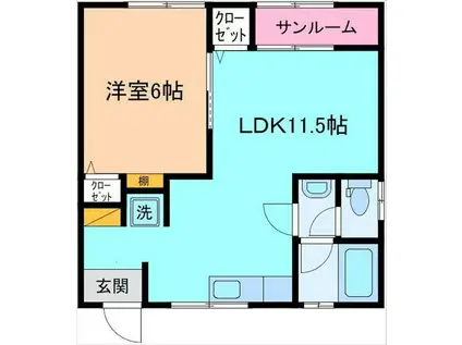 ハイツナカムラ(1LDK/2階)の間取り写真