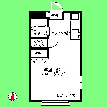 エステート東中野(ワンルーム/2階)の間取り写真