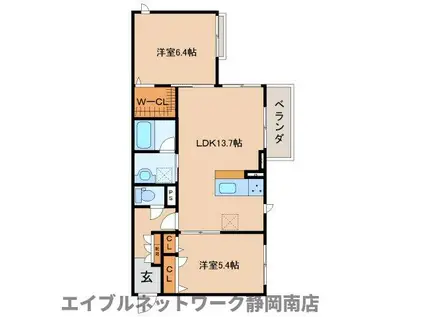 SHAMAIDON曲金(2LDK/3階)の間取り写真