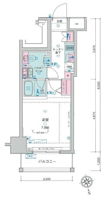 ジェノヴィア新宿御苑グリーンヴェール(1K/8階)の間取り写真