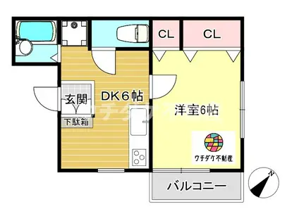 クレールOKU(1DK/1階)の間取り写真