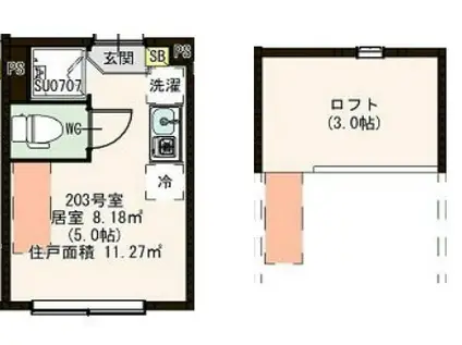 亀戸三丁目Aコーポ(ワンルーム/2階)の間取り写真