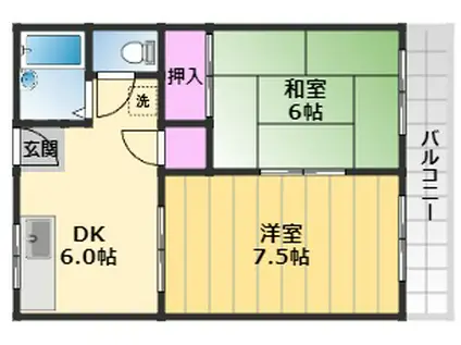 メゾンドールユキ(2DK/3階)の間取り写真