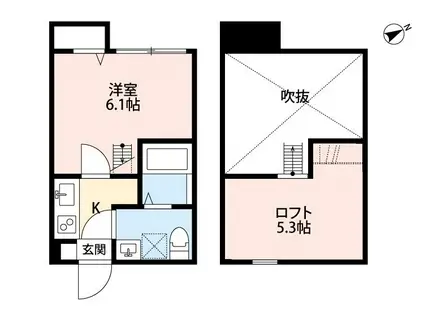 フェリーチェ戸塚(1K/2階)の間取り写真