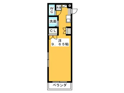 コミットメントガーデン磐田(ワンルーム/2階)の間取り写真