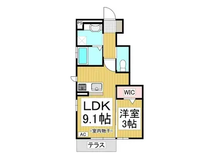 ＪＲ信越本線 篠ノ井駅 徒歩18分 2階建 築9年(1LDK/1階)の間取り写真