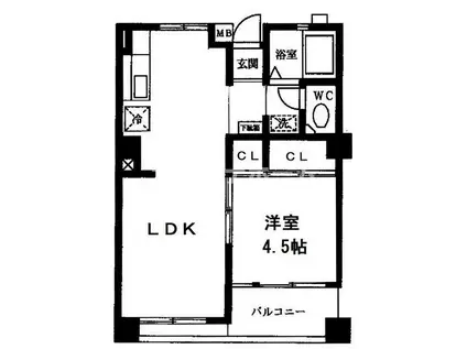 東京タケサンハイツ(1LDK/4階)の間取り写真