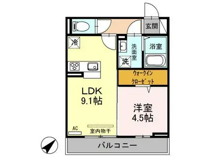 オッツファルコン弐(1LDK/3階)の間取り写真