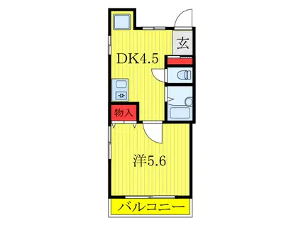 メゾンヤマモト(1K/1階)の間取り写真