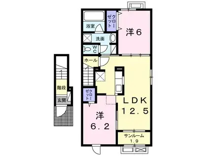 サンライズスクエアIII(2LDK/2階)の間取り写真