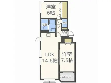 パークハイツ西町(2LDK/4階)の間取り写真