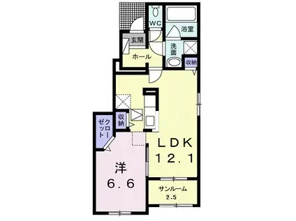 ルミナスII(1LDK/1階)の間取り写真