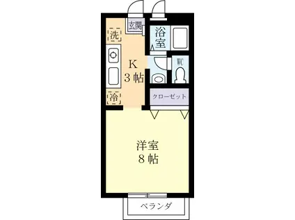 イーストハイツ(1K/1階)の間取り写真