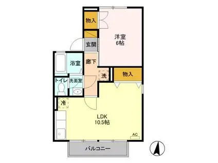 グリーンパーク倉賀野A/B(1LDK/1階)の間取り写真