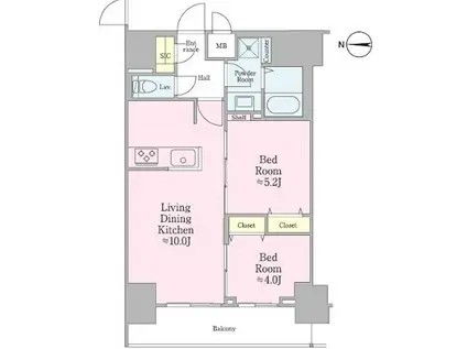 クロスレジデンス飯田橋(2LDK/13階)の間取り写真