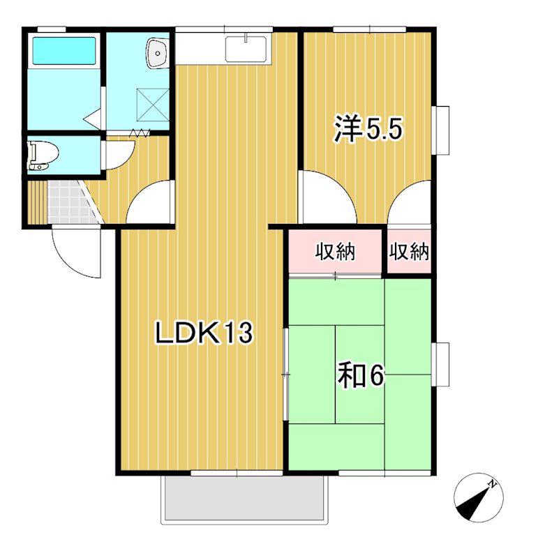 ヴィラ・エトワール A(2LDK/2階)の間取り写真