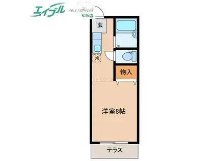 フローラルI(ワンルーム/1階)の間取り写真