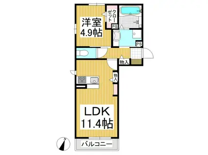 ルートJPステラ(1LDK/1階)の間取り写真