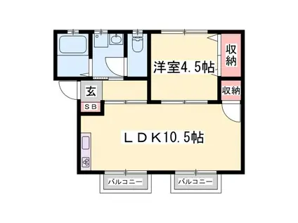パナハイツ山田(1LDK/2階)の間取り写真