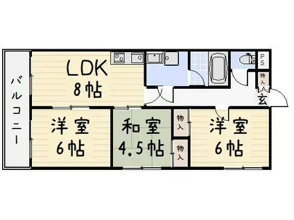 ヴェルクレイン1番館(3LDK/3階)の間取り写真