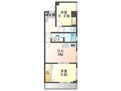 グランピア城南(2DK/4階)の間取り写真