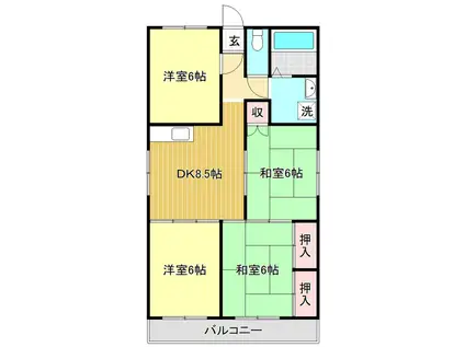 コーポ公文(4DK/1階)の間取り写真