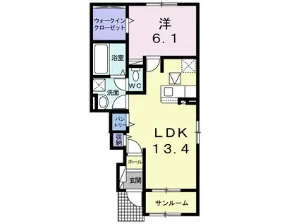 グラン シャリオ II(1LDK/1階)の間取り写真