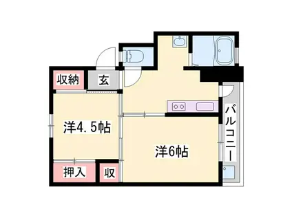 ビレッジハウス北条第二(2K/4階)の間取り写真