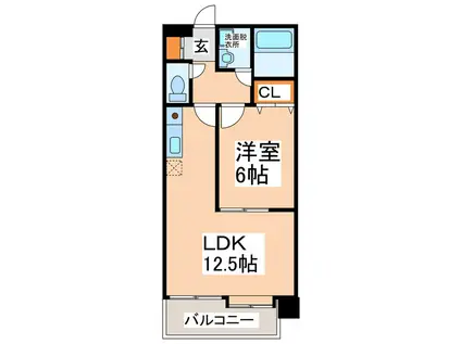 ダイコー新町(1LDK/8階)の間取り写真
