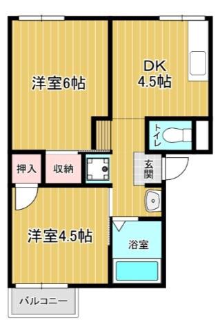 ハートランド北野田(2DK/2階)の間取り写真