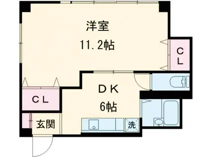 岡部ビル(1DK/3階)の間取り写真