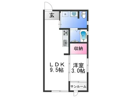 KOYA 430(1LDK/1階)の間取り写真