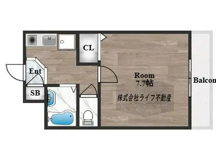 ニシシンヴィレッジ(1K/3階)の間取り写真