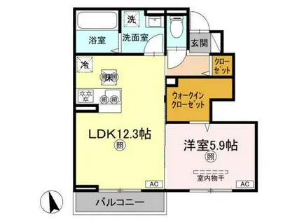 マーメゾン新福(1LDK/1階)の間取り写真