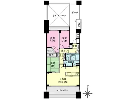 大森プロストシティレジデンス(3LDK/5階)の間取り写真