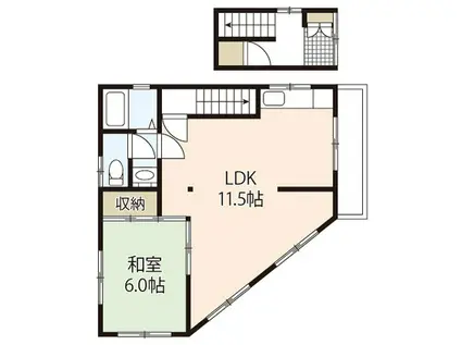 サイドカルペ(1DK/1階)の間取り写真